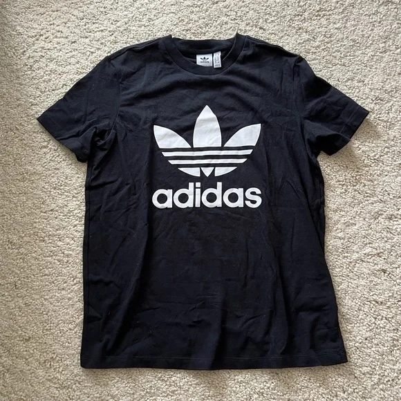 New Adidas Originals Trefoil Tee shirt top black logo short sleeve active medium - Picture 2 of 4